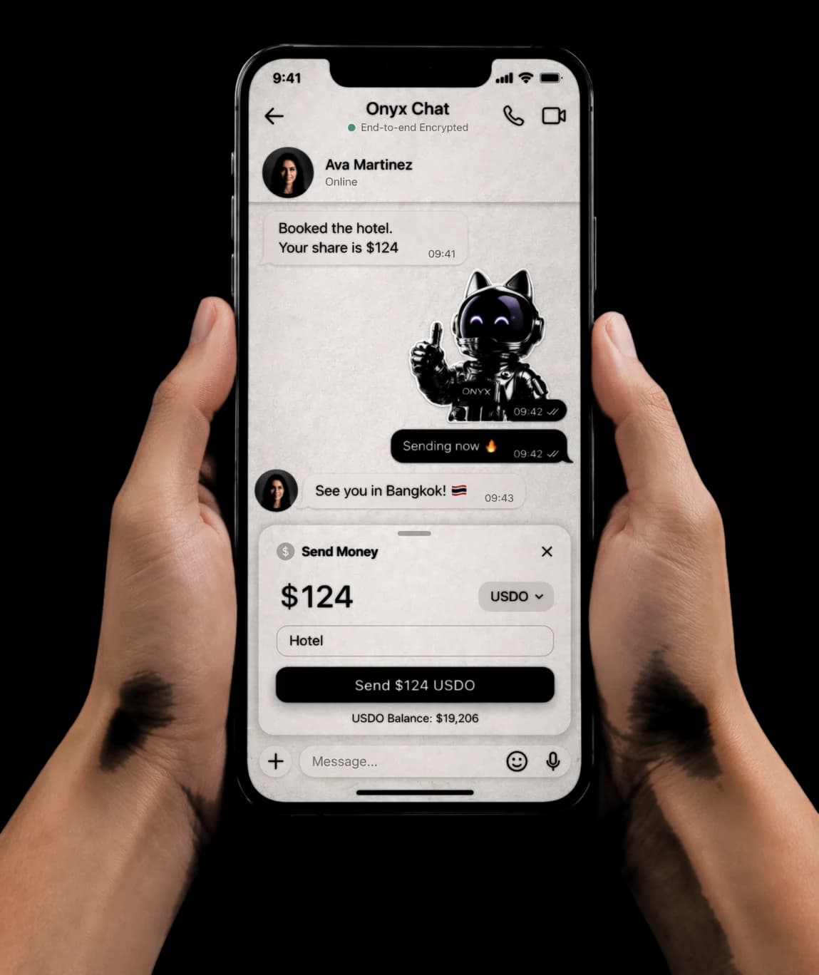 Onyx chat with payment inside a conversation