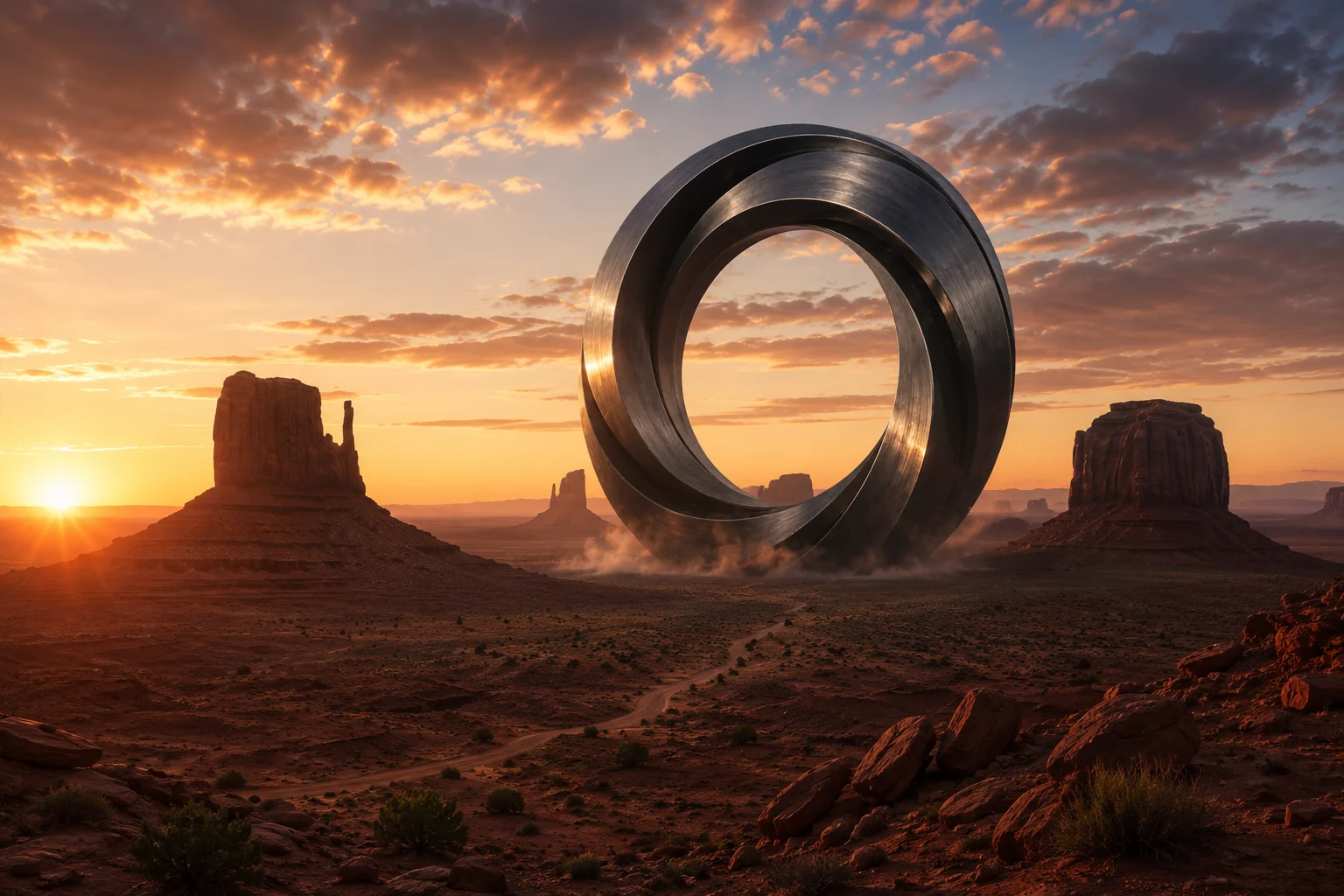 Onyx artifact in Monument Valley at sunset